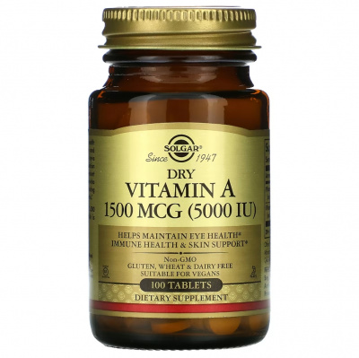 Solgar Витамин А 1500 мкг (5000 МЕ), 100 таблеток фото 0