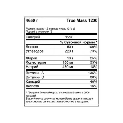 Гейнер True-Mass 1200 Клубника 4.56кг фото 1