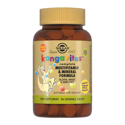 Solgar Кангавитес с мультивитаминами и минералами со вкусом тропических фруктов, 60 таблеток фото 1