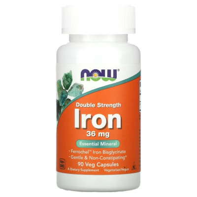 NOW Iron Double Strength 36 mg 90 capsules фото 0